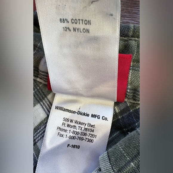 Dickies FR Flannel LS Shirt Mens 4X Green Plaid HRC 2 2112 Flame Resistant - Picture 5 of 8